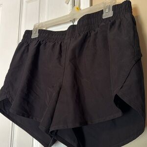 Black Athletic Works Active Shorts, Running Shorts with Drawstring LARGE